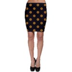 Polka Dots - Golden Brown on Black Bodycon Skirt