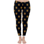 Polka Dots - Golden Brown on Black Winter Leggings