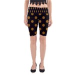 Polka Dots - Golden Brown on Black Yoga Cropped Leggings
