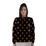 Polka Dots - Golden Brown on Black Hooded Wind Breaker (Women)