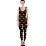 Polka Dots - Golden Brown on Black OnePiece Catsuit