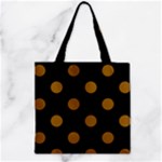 Polka Dots - Golden Brown on Black Zipper Grocery Tote Bag