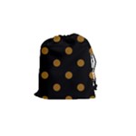 Polka Dots - Golden Brown on Black Drawstring Pouch (S)