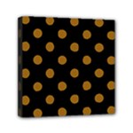 Polka Dots - Golden Brown on Black Mini Canvas 6  x 6  (Stretched)