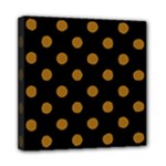 Polka Dots - Golden Brown on Black Mini Canvas 8  x 8  (Stretched)