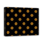 Polka Dots - Golden Brown on Black Canvas 10  x 8  (Stretched)