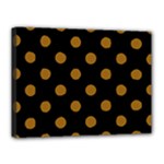 Polka Dots - Golden Brown on Black Canvas 16  x 12  (Stretched)