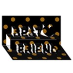 Polka Dots - Golden Brown on Black Best Friends 3D Greeting Card (8x4)