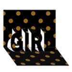 Polka Dots - Golden Brown on Black GIRL 3D Greeting Card (7x5)