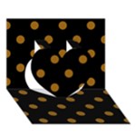 Polka Dots - Golden Brown on Black Heart 3D Greeting Card (7x5)