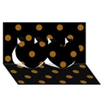 Polka Dots - Golden Brown on Black Twin Hearts 3D Greeting Card (8x4)