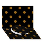 Polka Dots - Golden Brown on Black Circle Bottom 3D Greeting Card (7x5)