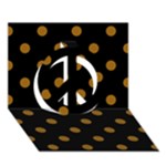 Polka Dots - Golden Brown on Black Peace Sign 3D Greeting Card (7x5)