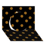 Polka Dots - Golden Brown on Black Circle 3D Greeting Card (7x5)