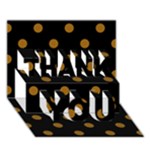 Polka Dots - Golden Brown on Black THANK YOU 3D Greeting Card (7x5)