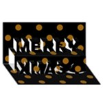 Polka Dots - Golden Brown on Black Merry Xmas 3D Greeting Card (8x4)