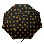 Polka Dots - Golden Brown on Black Folding Umbrella