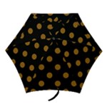 Polka Dots - Golden Brown on Black Mini Umbrella