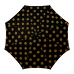 Polka Dots - Golden Brown on Black Golf Umbrella