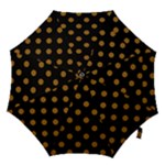 Polka Dots - Golden Brown on Black Hook Handle Umbrella (Large)