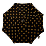 Polka Dots - Golden Brown on Black Hook Handle Umbrella (Small)