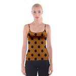 Polka Dots - Black on Brown Spaghetti Strap Top