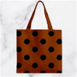 Polka Dots - Black on Brown Zipper Grocery Tote Bag