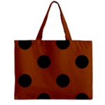 Polka Dots - Black on Brown Zipper Mini Tote Bag
