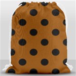 Polka Dots - Black on Brown Drawstring Bag (Large)