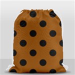 Polka Dots - Black on Brown Drawstring Bag (Small)