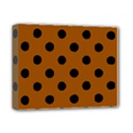 Polka Dots - Black on Brown Deluxe Canvas 14  x 11  (Stretched)