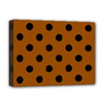 Polka Dots - Black on Brown Deluxe Canvas 16  x 12  (Stretched)