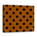 Polka Dots - Black on Brown Deluxe Canvas 24  x 20  (Stretched)