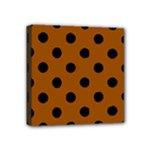 Polka Dots - Black on Brown Mini Canvas 4  x 4  (Stretched)