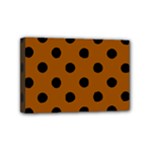 Polka Dots - Black on Brown Mini Canvas 6  x 4  (Stretched)