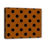 Polka Dots - Black on Brown Canvas 10  x 8  (Stretched)