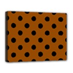 Polka Dots - Black on Brown Canvas 14  x 11  (Stretched)