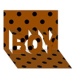Polka Dots - Black on Brown BOY 3D Greeting Card (7x5)