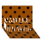Polka Dots - Black on Brown YOU ARE INVITED 3D Greeting Card (7x5)