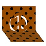 Polka Dots - Black on Brown Peace Sign 3D Greeting Card (7x5)