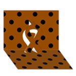 Polka Dots - Black on Brown Ribbon 3D Greeting Card (7x5)