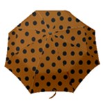 Polka Dots - Black on Brown Folding Umbrella