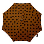 Polka Dots - Black on Brown Hook Handle Umbrella (Large)