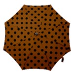 Polka Dots - Black on Brown Hook Handle Umbrella (Small)