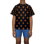 Polka Dots - Brown on Black Kid s Short Sleeve Swimwear