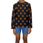 Polka Dots - Brown on Black Kid s Long Sleeve Swimwear