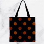 Polka Dots - Brown on Black Zipper Grocery Tote Bag