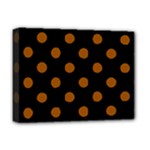 Polka Dots - Brown on Black Deluxe Canvas 16  x 12  (Stretched)