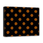 Polka Dots - Brown on Black Deluxe Canvas 20  x 16  (Stretched)