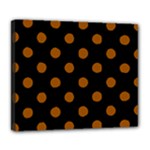 Polka Dots - Brown on Black Deluxe Canvas 24  x 20  (Stretched)